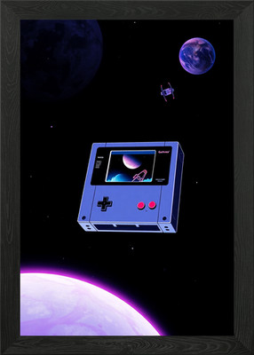 Retro Spielkassette schwebend gerahmt Wandbild Poster Druck Bild