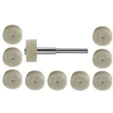 10??  Felt Buffing Polishing Wheels 1/2 W/ Mandrel Wool Fits Rotary Tools Detail