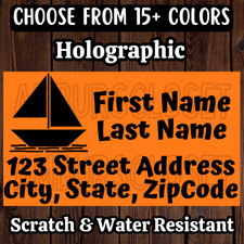 50 RETURN ADDRESS MAILING LABELS 2.25" 1.25 SAILBOAT STICKERS PALM INVITATION
