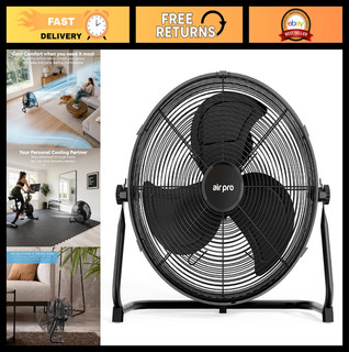 High Velocity 16" Floor Fan - Powerful Air Circulator, 3 Speed, Adjustable Tilt,