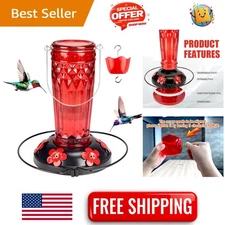 Wide Mouth 16 Ounce Hanging Hummingbird Feeder with 6 Feeding Ports & Ant Moat