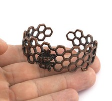 Bee Honey Comb Bracelet Cuff Antique Copper Nickel Lead Free plated brass 4896