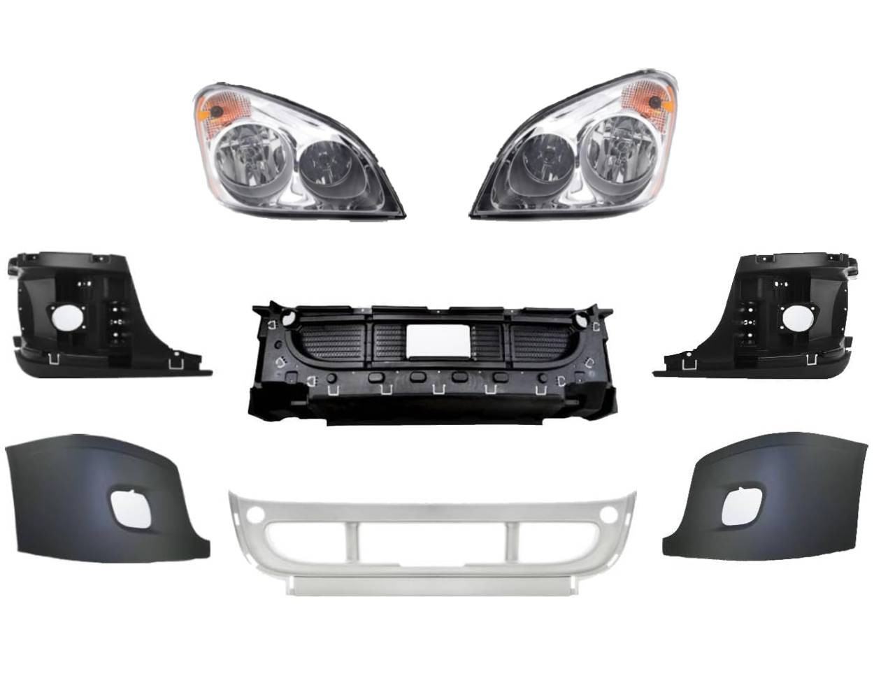 Chrome Bumper w/Fog Light Hole for 2008-2017 Freightliner Cascadia