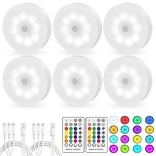 Led Puck Lights with Remote Control 16 Color Changeable USB Rechargeable LED