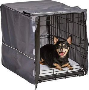 Breathable Polyester Dog Crate Cover - Light Gray, Fits Standard Crates