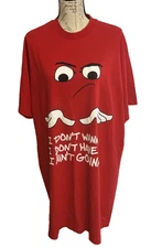 Vintage 90s Vanity Fair Single Stitch Sleeve Funny Graphic Sleep Shirt Red 100%