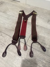 Suspenders/BRACES Maroon With Brown Leather Mens Adjustable MADE IN ENGLAND