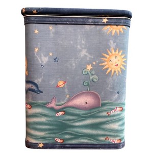 Vtg Lamont Athena Kids Clothes Laundry Hamper MCM Whale Ocean Star Moon Dolphin