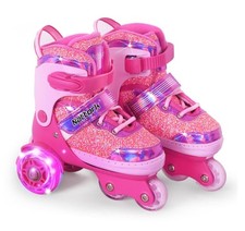 Toddler Roller Skates, 4 Adjustable Sizes Tri-Wheel Small 10C-13C Candy