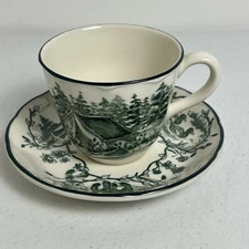 International Tableworks Bob Timberlake Campsite Flat Cup with Saucer #1 Crackle