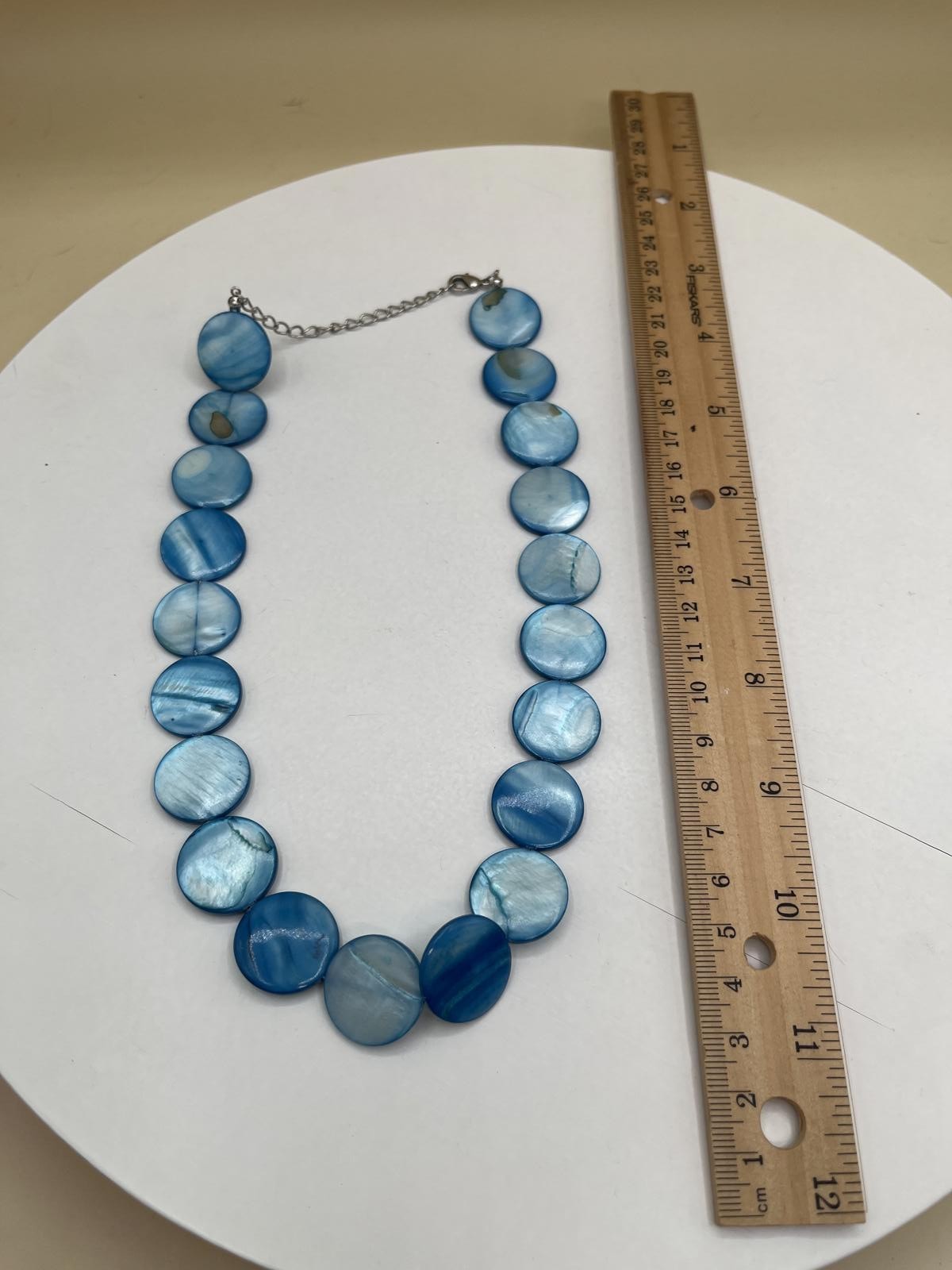 Blue Round Shell Bead Necklace - image 4