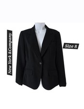Women's New York Company Classic Black Single-Button Blazer with Notch Lapels