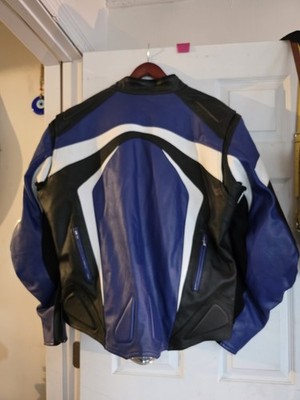 Teknic Motorcycle Leather Racing Jacket Men's 54 Blue Black White