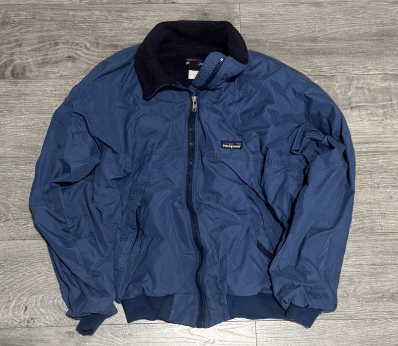 Vintage Patagonia Shelled Synchilla Men's Size Small Fleece Bomber Jacket Blue