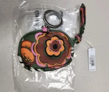 Vera Bradley Airpod Bag Charm Bubbly Flowers Green Case Lip Balm Coin Purse