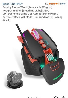 Cnymany Gaming Mouse Wired With Removable Weights V9 Macro Programming 