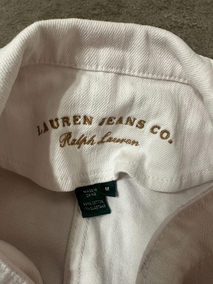 Blazer Chaqueta Denim Para Mujer De Colección Años 90 Lauren Jeans Co Ralph Lauren M Pequeño Blanco Foto 3 de 4