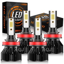 4X H11 H11 2-Side LED Headlight Kit High Low Beam Bulbs Super Bright 6500K White
