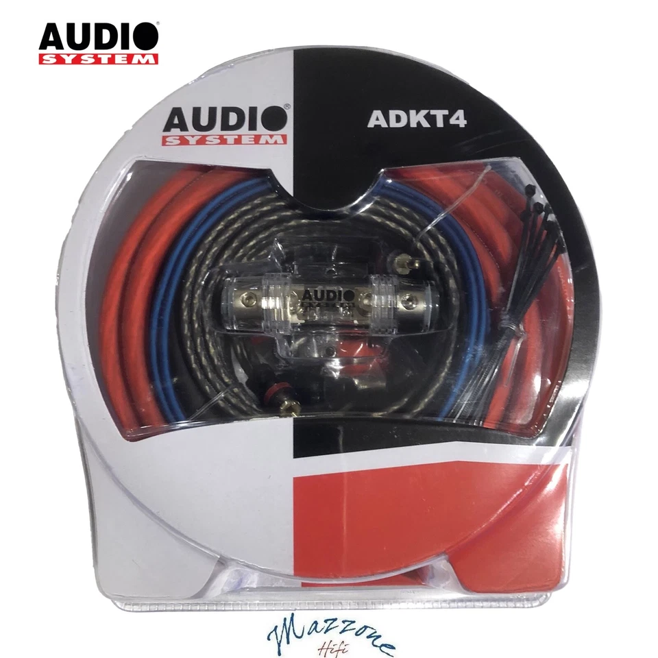 KIT CAVI AUDIOSYSTEM ADKT4 AMPLIFICATORE RCA ALIMENTAZIONE 4 AWG SUB CABLAGGIO