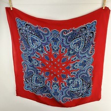 Scarf Blue Purple Red Paisley Floral Print Polyester 30  Square Stains