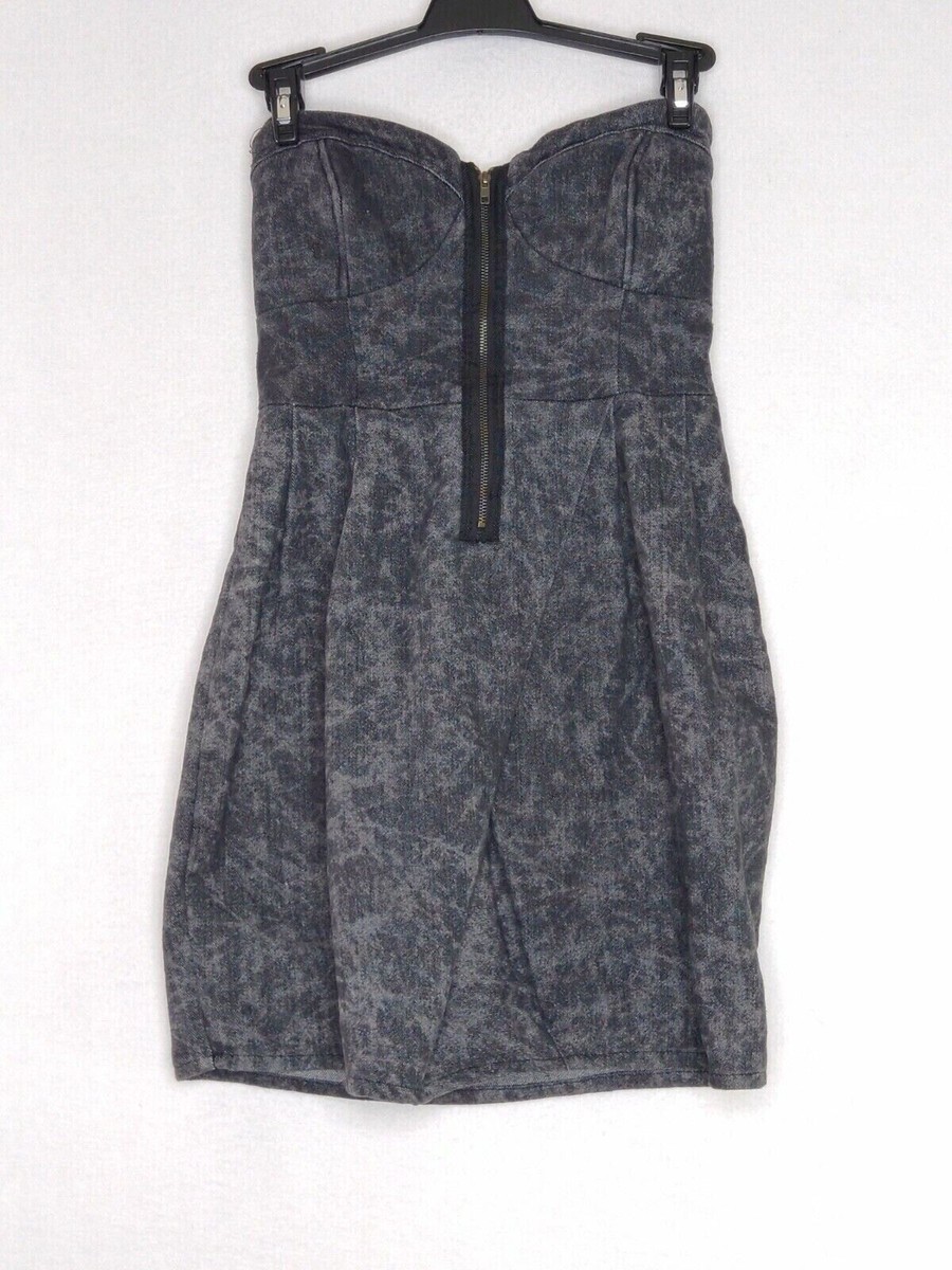 Poetry Clothing Women Small Grey (Plastic Straps Broke) Sweetheart 3/4 Zip  Dress | eBay
