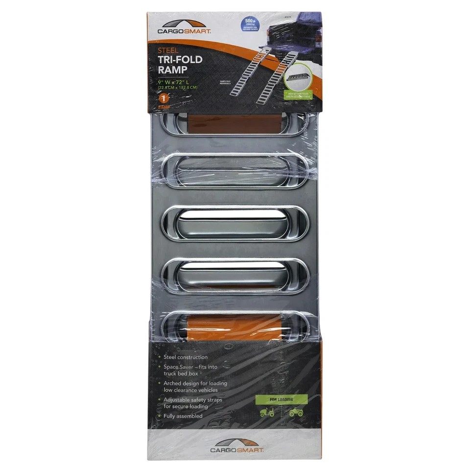 Tri-Fold Loading Ramp Steel Motorcycle ATV/UTV Quad Lawn Mower Truck 500 lbs US Foto 4 de 4