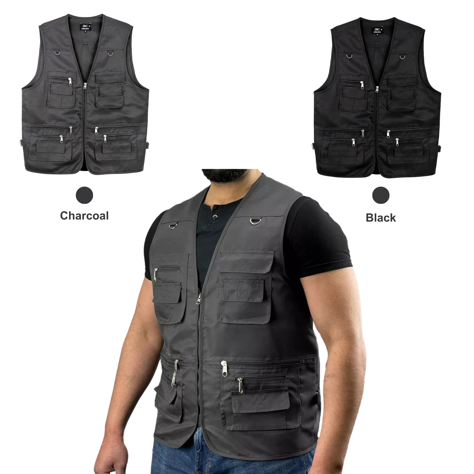 MENS MULTI POCKET UTILITY VEST WAISTCOAT FISHING VEST TRAVELLING & HIKING GILETS