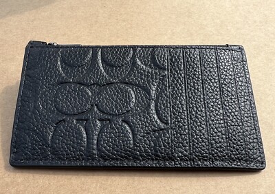 Coach CH744 RetailZip Card Case Signature In Polished Pebble
