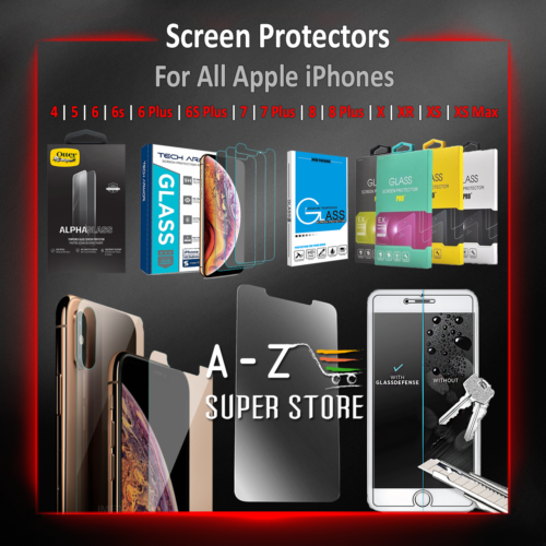 i Phone Screen Protector Tempered Glass Pack lot For 4 5 6 7 8 X XR XS Max - Afbeelding 1 van 76