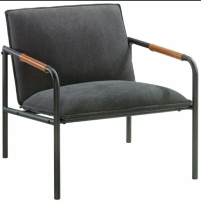Sauder Boulevard Cafe Fabric Upholstered Accent Chair in Charcoal and Gray