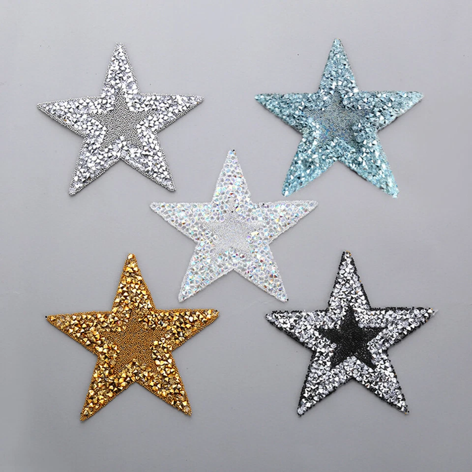 6 Pcs Rhinestones Crystal Pentagrams Patch Iron Sew Stick On Shirt Hat Trousers∂ - Image 4 of 4