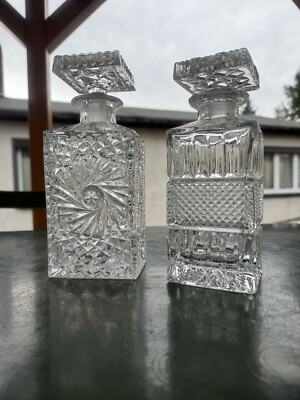 2 Flakon Lausitz Crystal Whisky   Massives Glas