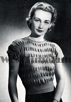 Strickmuster Vintage Damen 40er Jahre Rüschen Design Pullover Pulli