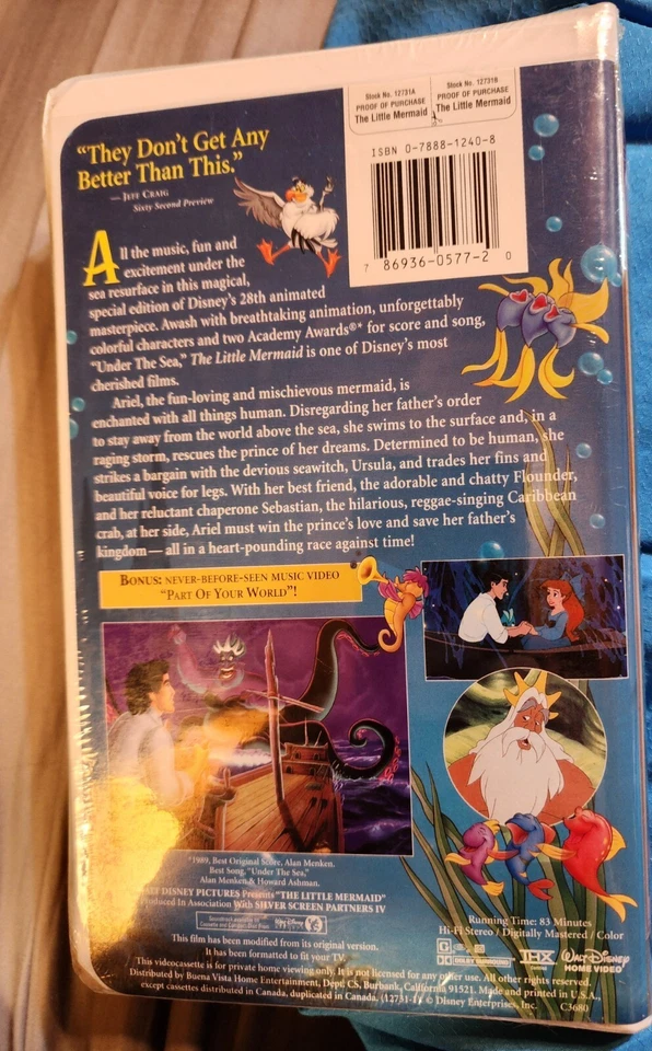 Walt Disney The Little Mermaid Masterpiece Special Edition NIP BONUS VIDEO - Image 2 of 2