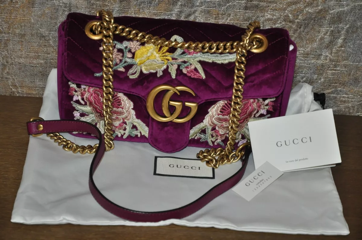 Gucci Purple Leather Marmont Shoulder Bag