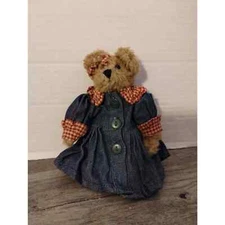 Boyd's Bears Bonnie Tan Bear in Bearwear Denim Dress, Red Gingham Pants & Bow