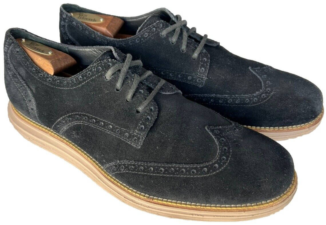 Cole Haan Lunargrand Wingtip Black Suede Brogue Oxford  display picture 1