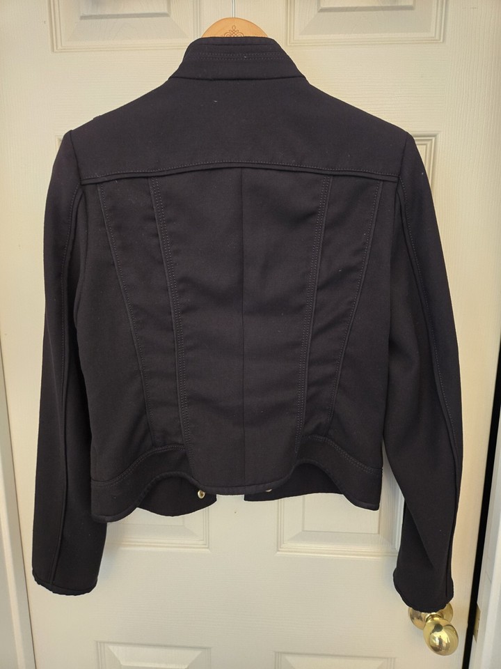 White House Black Market Moto Military Jacket Blazer Black Size 8 Pre