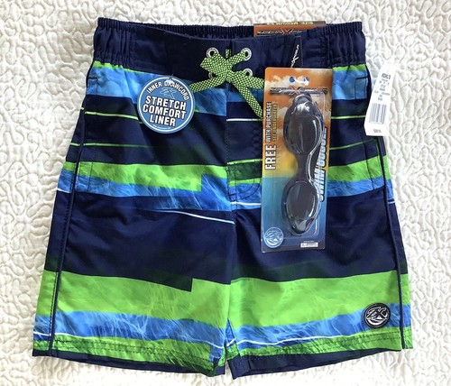 ZeroXposur Boy's Swim Surf Shorts Trunks Navy/Green Size M 5/6