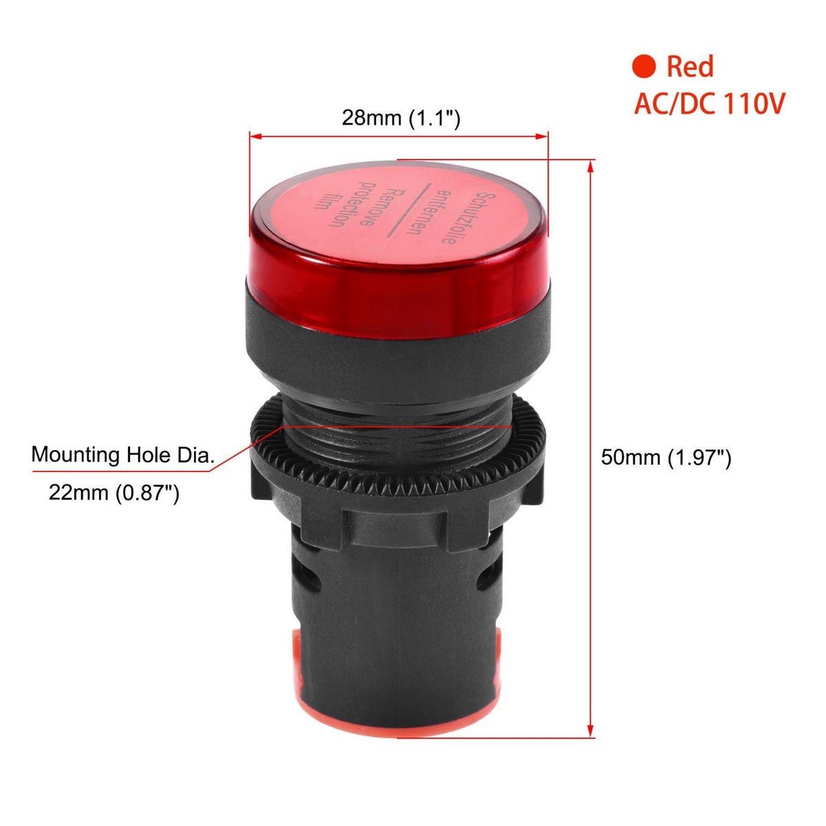 Sourcing Map 3pcs Pilot Light AC/DC 24V Panel Flashing Alarm Indicator