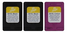 2x Refilled HP 301XL Black & 1x Colour Ink Cartridge For DeskJet 1000 Printer