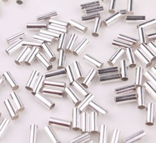 50-200PCS Metal Silver Plated Long Tube Crimp End Beads 2.5x6mm Jewelry Finding