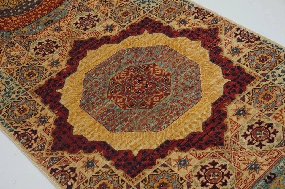 3 x 16 ft Beige Mamluk Medallion Turkish Hand knotted long Runner Rug - Image 4 of 4