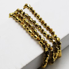 500pcs 4mm Gold Metallic Bicone Beads - Sparkling Faceted Crystal Spacers DIY