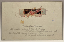 With Best Wishes, Butterflies, Pink Flowers, Vintage Postcard