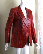 Marshall Rousso Vegas Red Sz 14 10 12 M 39"b Waterskin Snakeskin Blazer Jacket