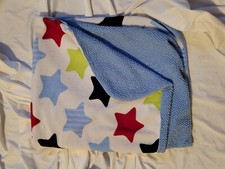 GARANIMALS Blue Green Red STARS White Plush Blue Sherpa Baby Blanket