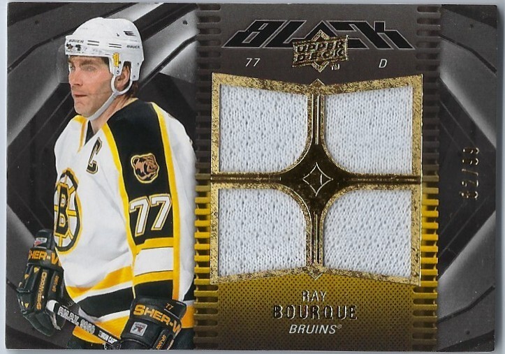 2009-10 UD Black Quad Jerseys Ray Bourque 82/99 #4 Boston Bruins