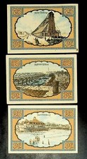 1921 Germany KOLBERG 25 50 75 Phennig Banknote / Notgeld