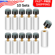 10 Sets Screw on Pool Cue Tips Replacement Billiard Cue Tips with White Pool